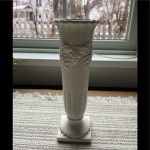 Vintage Inarco white bud vase with embossed grapes